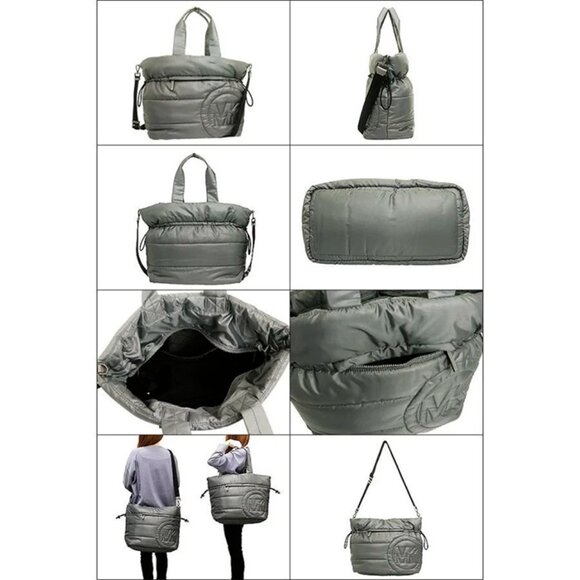 S Michael Kors Rae Heather Grey Nylon Extra Large Tote Purse 35F1U5RT3C Gray NWT - Picture 3 of 6